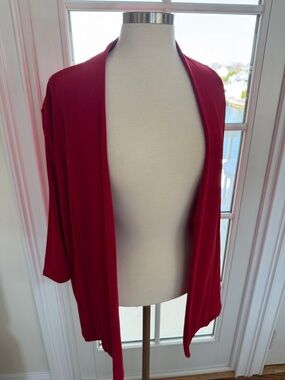 Casual Open-Front Red Cardigan for Women